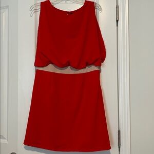 Ryu Red Dress with Tan Detail